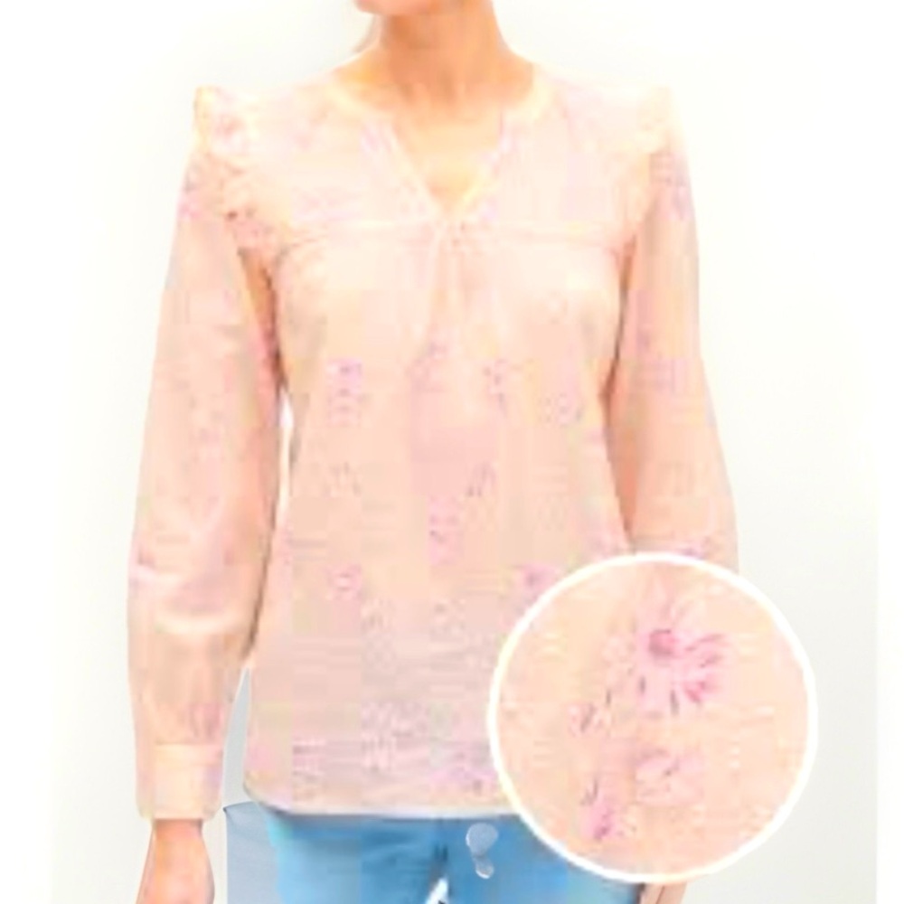 Gap 100% Cotton Ruffled Romantic V neck Gauzy Women's Size Large